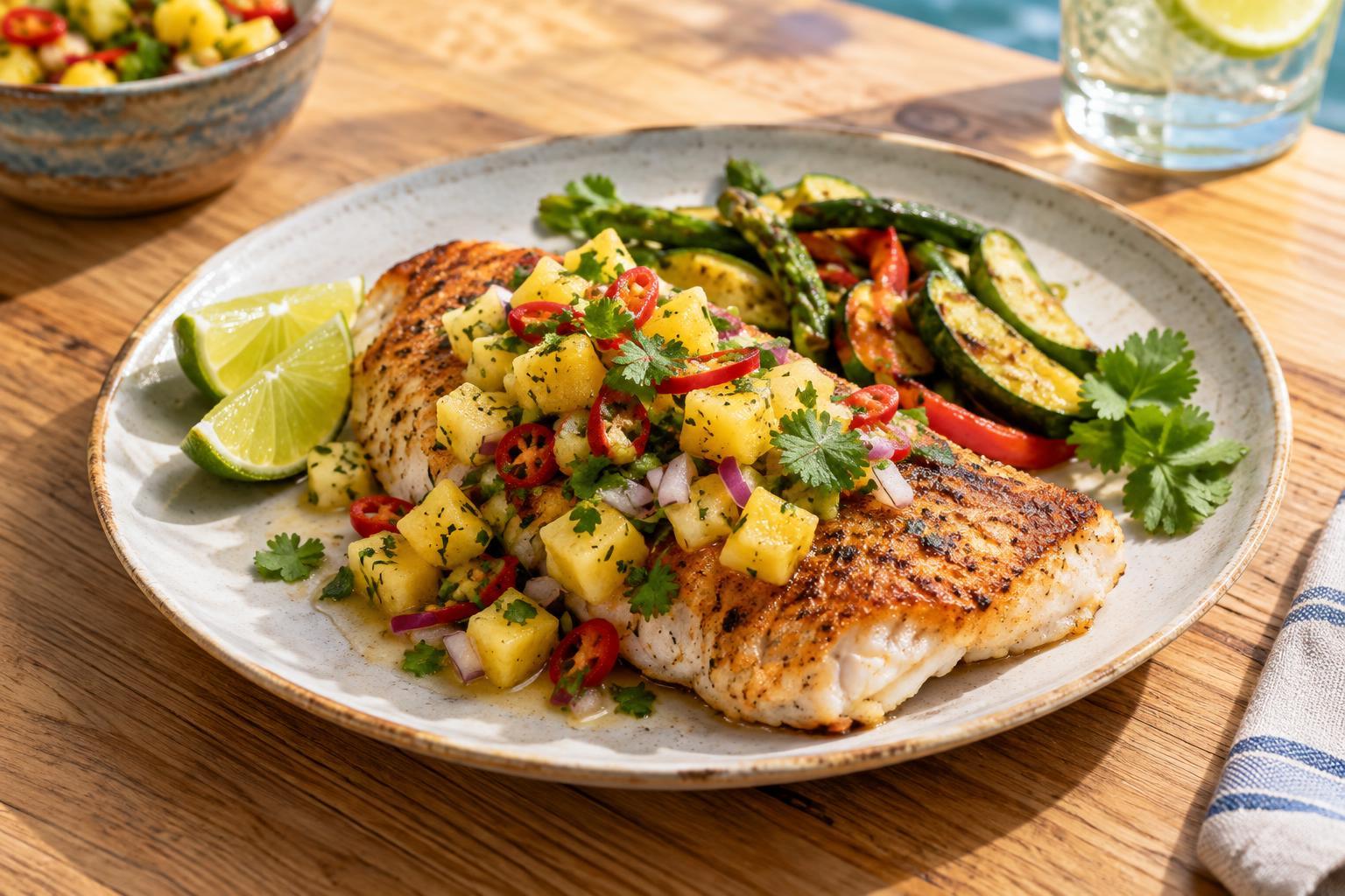 Pan-Seared Fish with Pineapple-Chile Salsa
