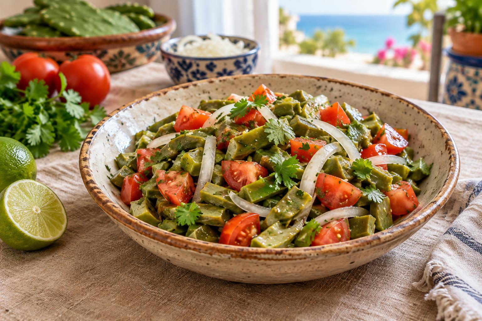 Ensalada de Nopales with Tomatoes, Onion and Lime